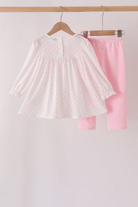 Pink french knot dot pants set