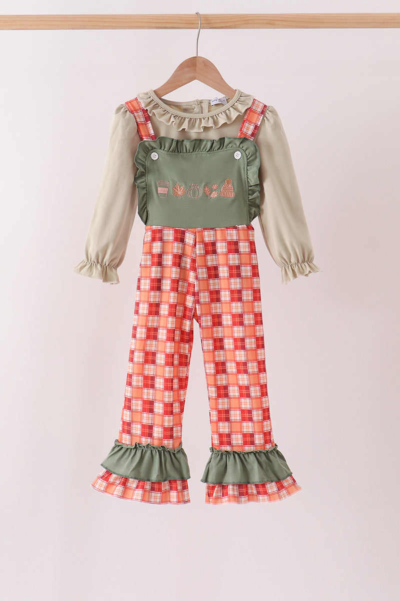 Pumpkin Embroidery 2cp jumpsuit set