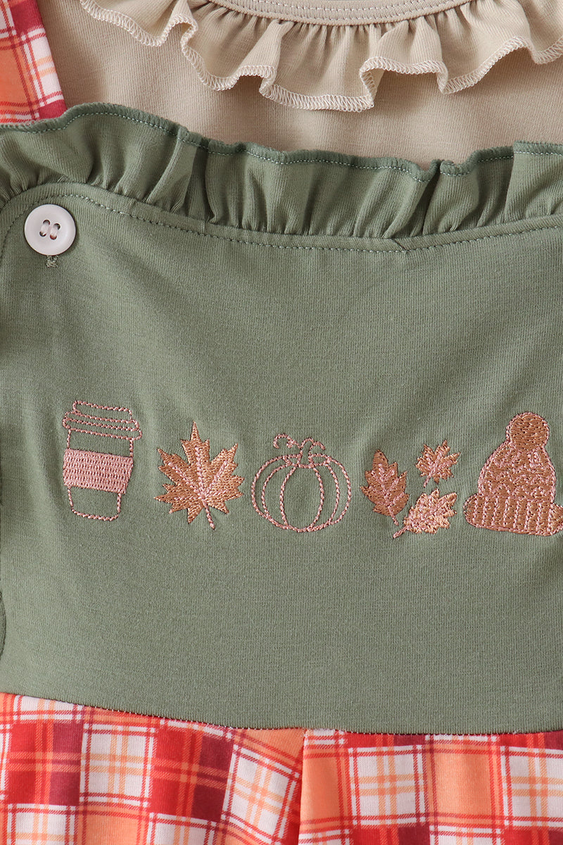 Pumpkin Embroidery 2cp jumpsuit set