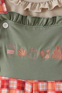 Pumpkin Embroidery 2cp jumpsuit set