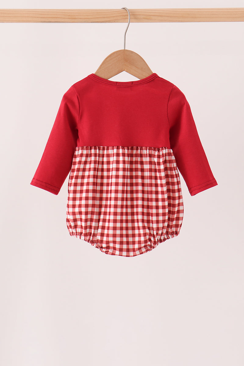 Thankful leaves embroidey gingham bubble