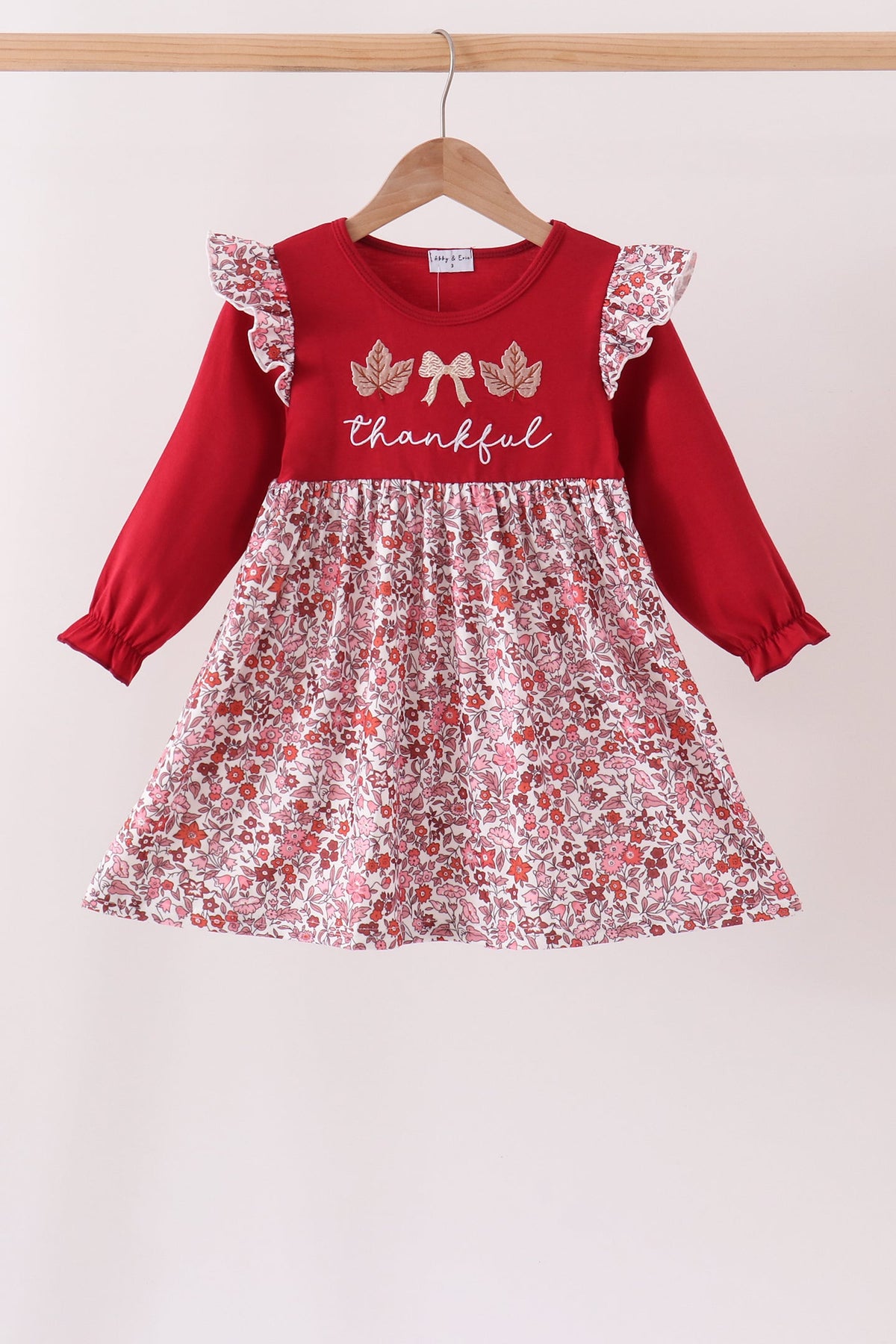Thankful leaves floral embroidey dress