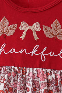 Thankful leaves floral embroidey dress