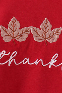 Thankful leaves embroidery gingham pants set