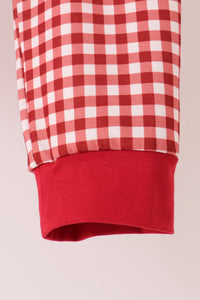 Thankful leaves embroidery gingham pants set
