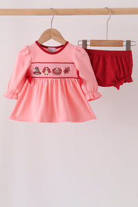 Turkey smocked bow bloomer set