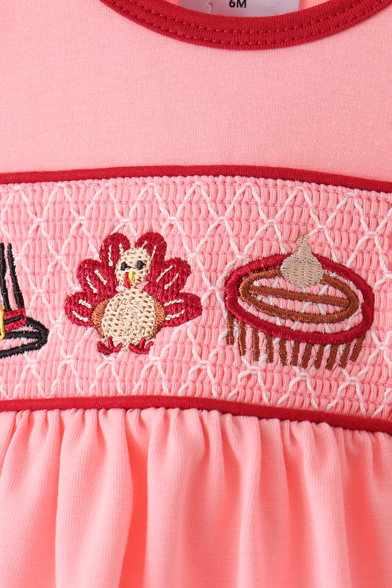 Turkey smocked bow bloomer set