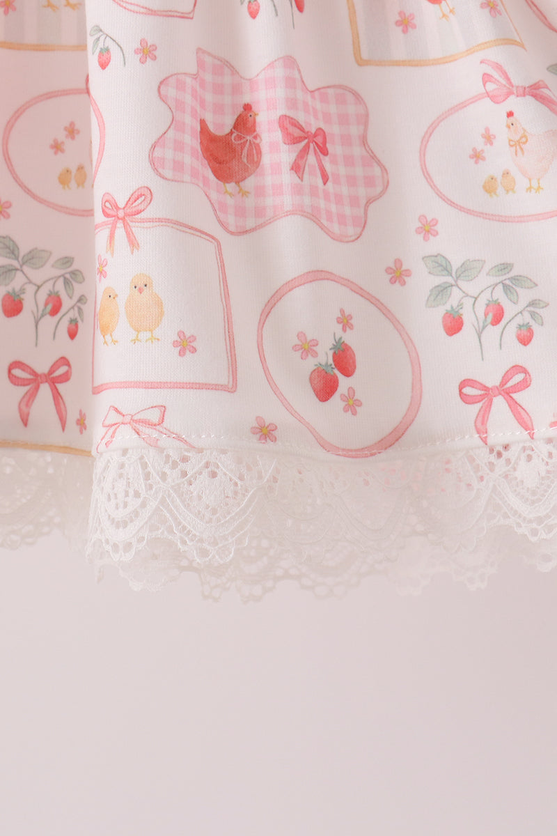 Chicken embroidery bloomer set