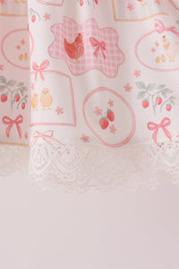 Chicken embroidery bloomer set