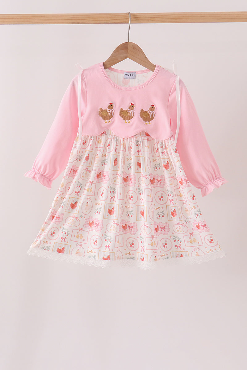 Chicken embroidery dress