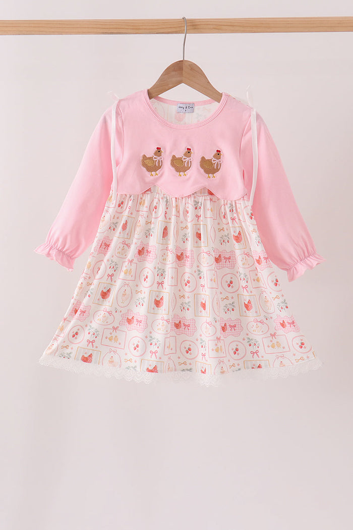 Chicken embroidery dress