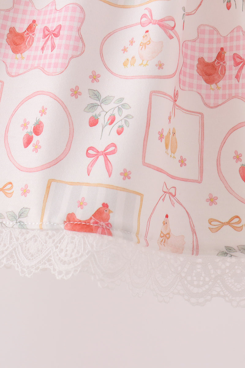 Chicken embroidery dress