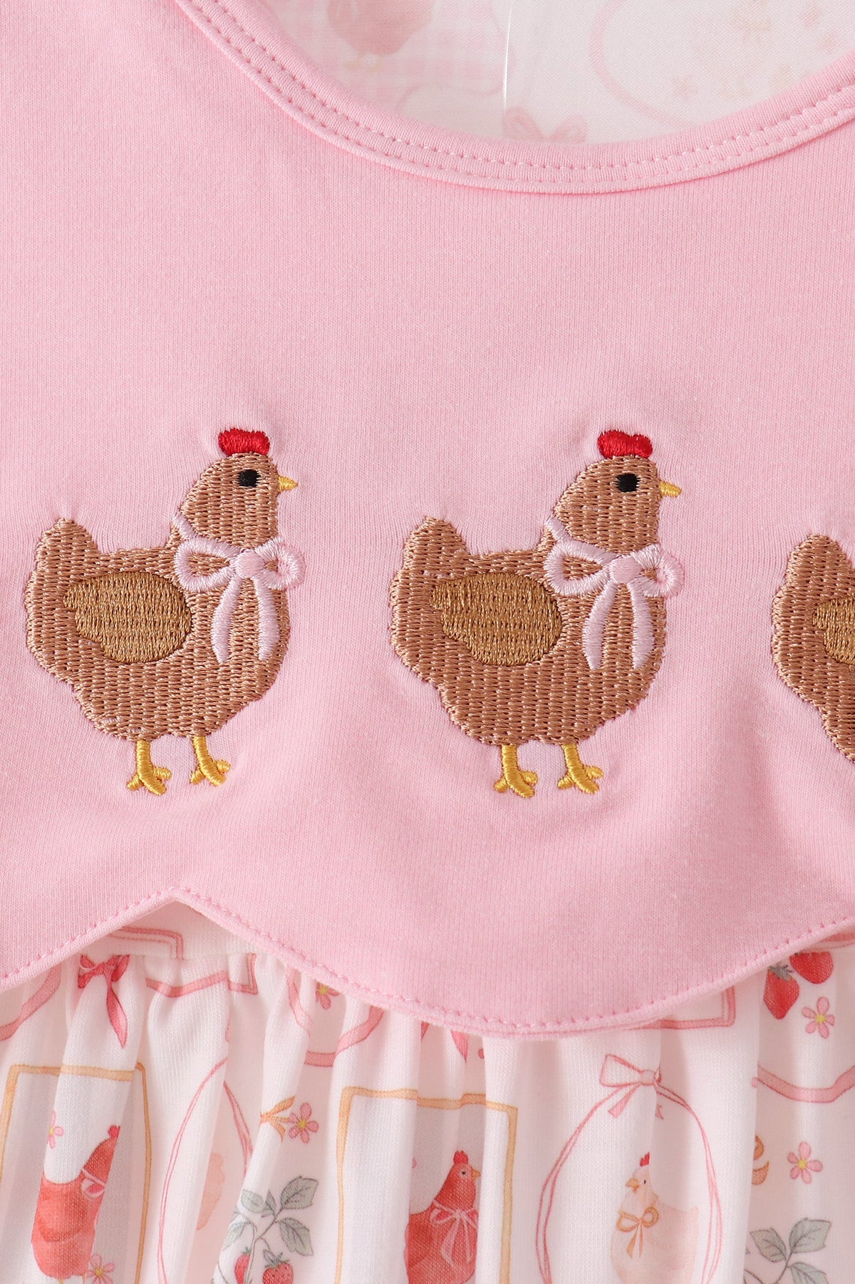 Chicken embroidery pants set