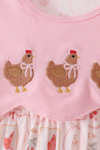 Chicken embroidery pants set