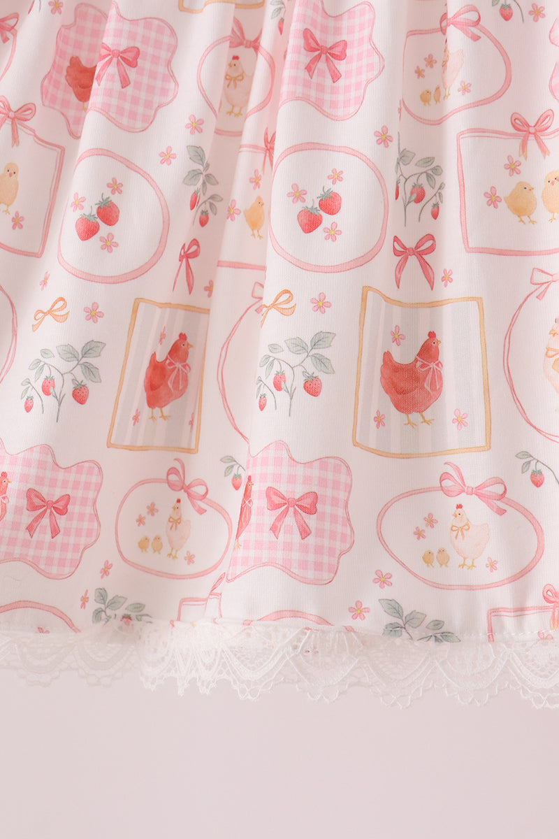 Chicken embroidery pants set