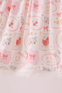 Chicken embroidery pants set