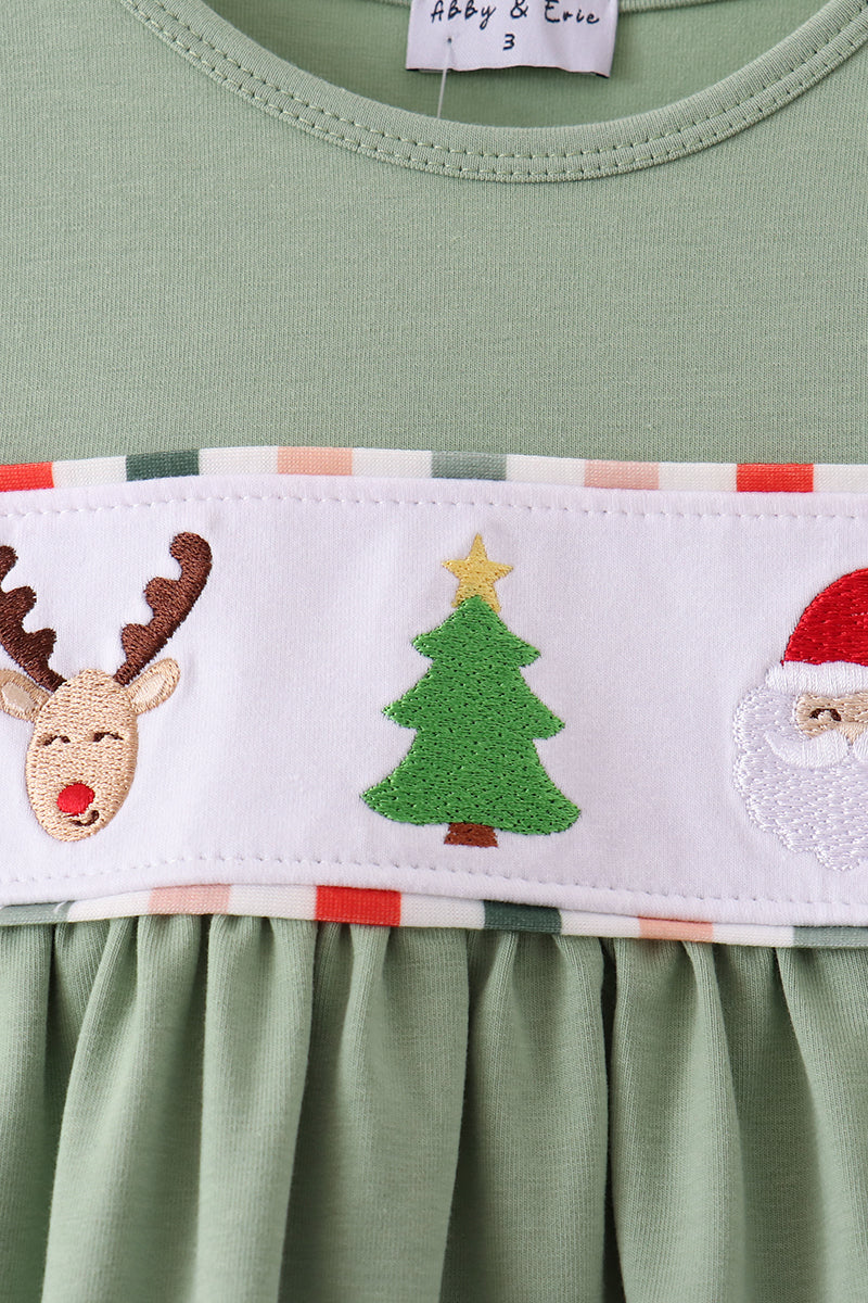 Reindeer Tree Embroidery Pants Set