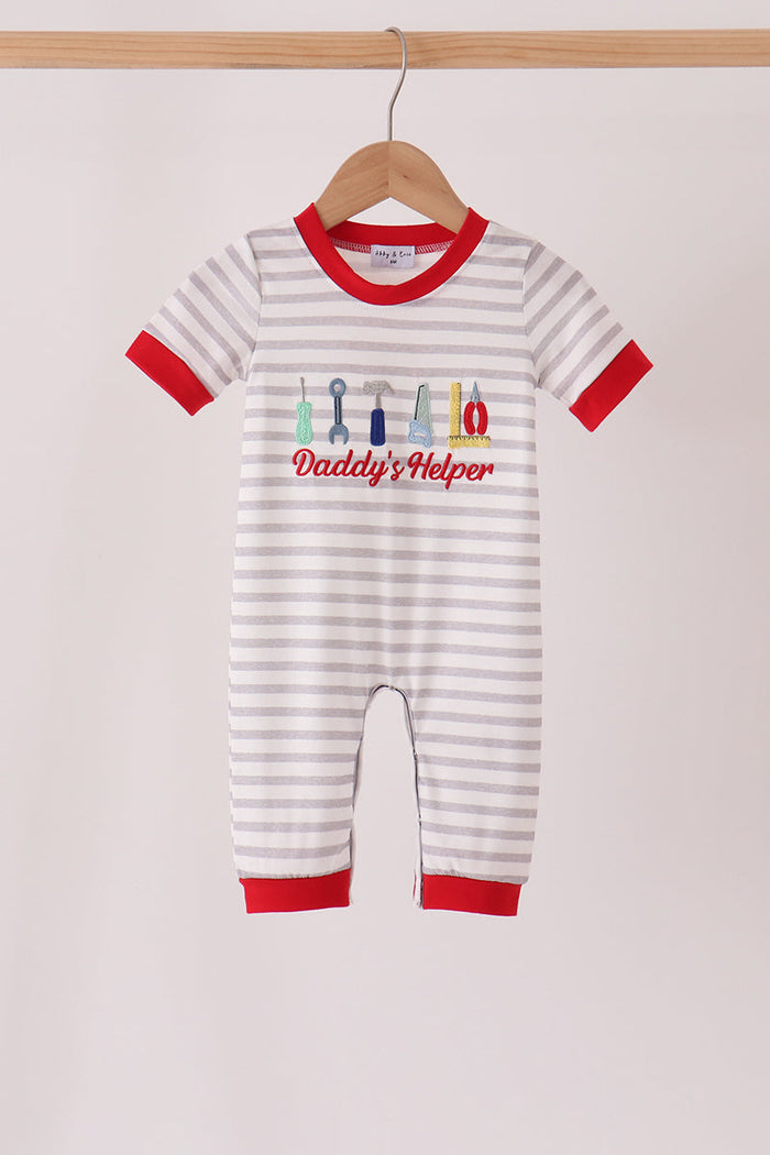 Daddy's Helper Embroidery Romper
