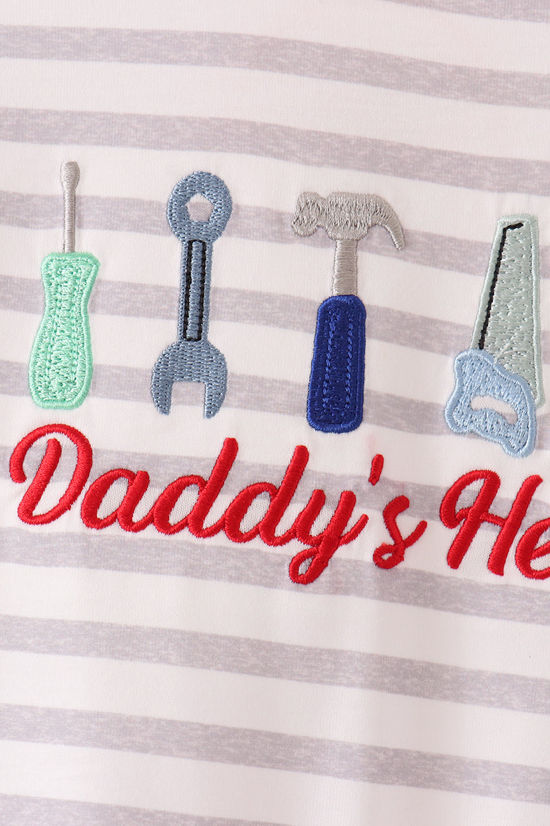 Daddy's Helper Embroidery Romper