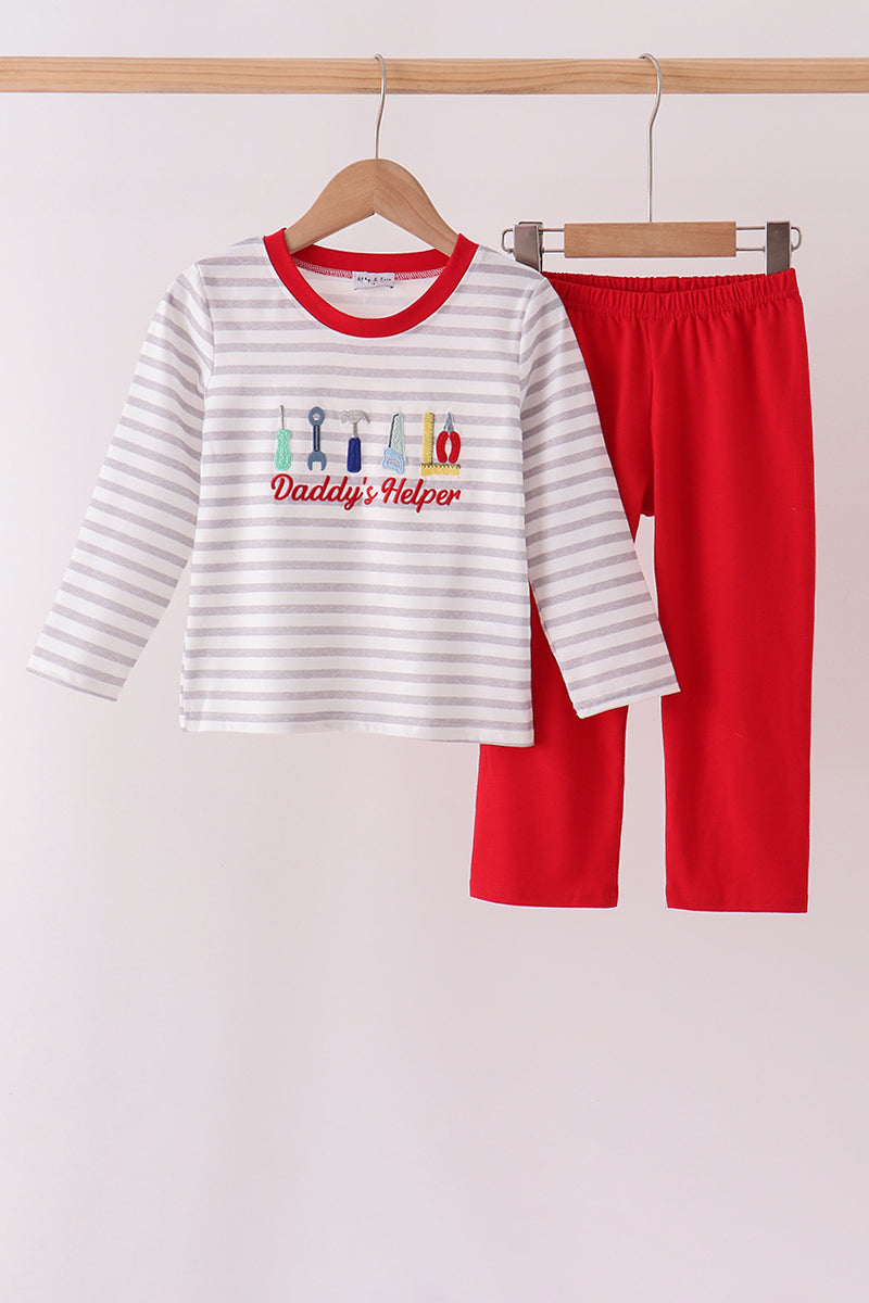 Daddy's Helper Embroidery Pants Set