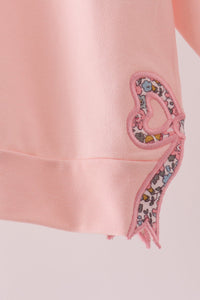 Pink Floral Bow Applique Top