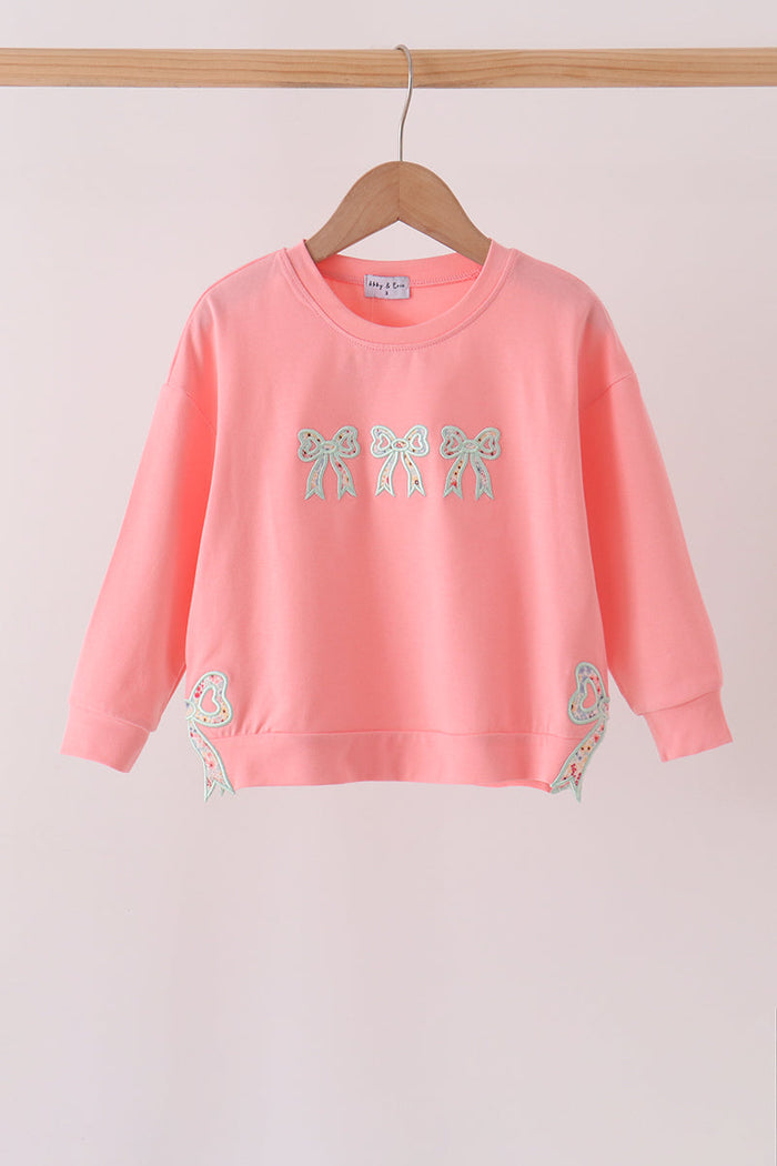 Pink Floral Bow Applique Top