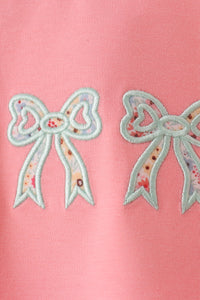 Pink Floral Bow Applique Top
