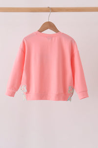 Pink Floral Bow Applique Top