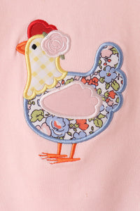 Chicken Applique Ruffle Pants Set