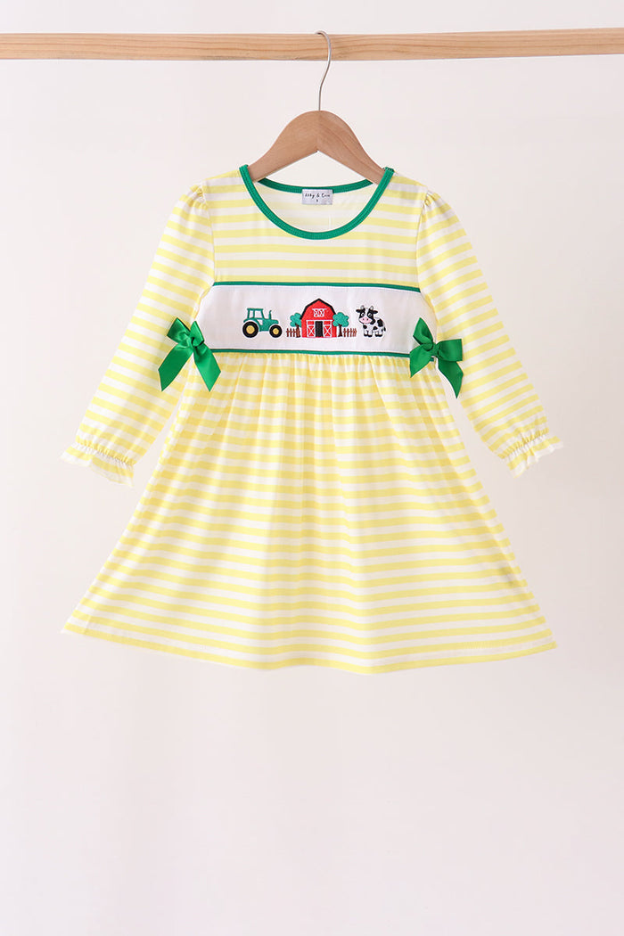 Cow Embroidery Stripe  Dress