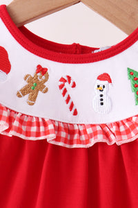 Holly Jolly Embroidery Ruffle Bloomer Set