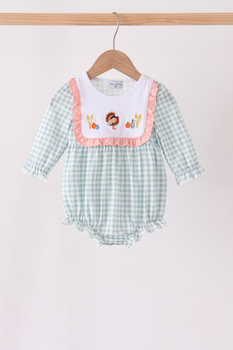 Turkey Embroidery Ruffle Gingham Bubble