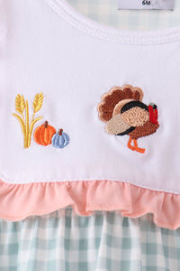Turkey Embroidery Ruffle Gingham Bubble