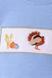 Turkey Embroidery Gingham Pants Set