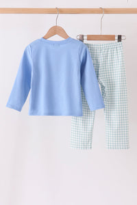 Turkey Embroidery Gingham Pants Set