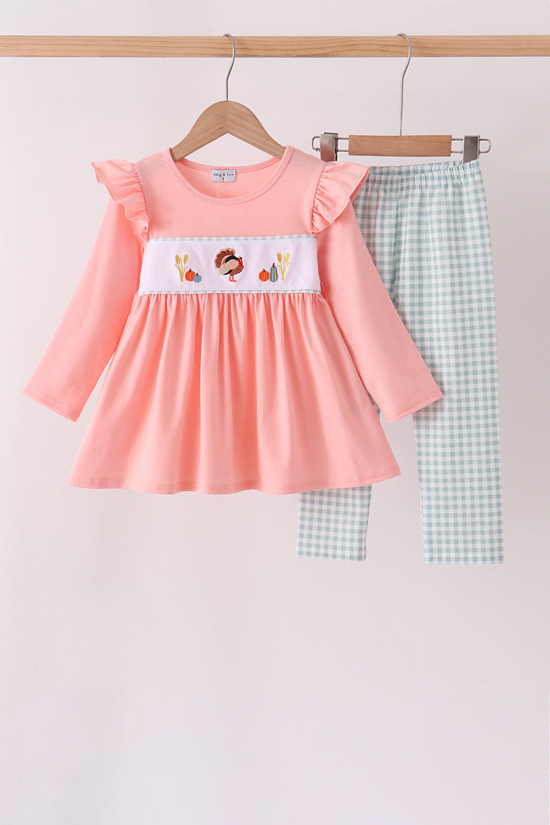 Turkey Embroidery Ruffle Pants Set
