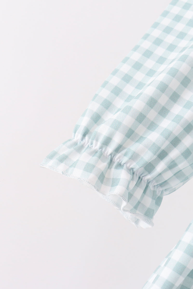 Turkey Embroidery Gingham Ruffle Dress