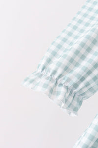 Turkey Embroidery Gingham Ruffle Dress