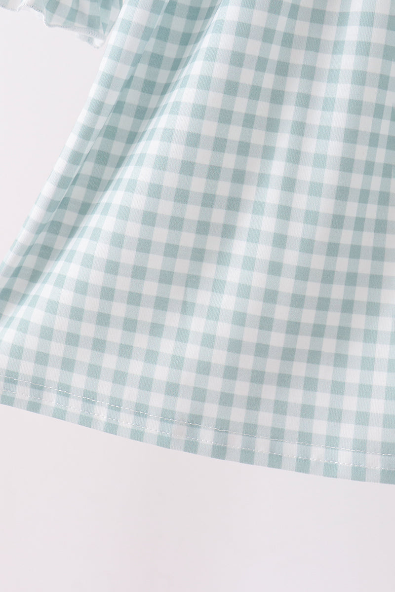 Turkey Embroidery Gingham Ruffle Dress