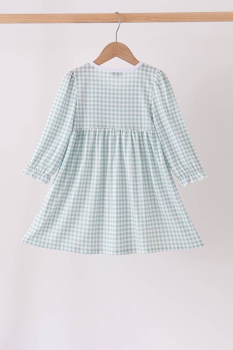 Turkey Embroidery Gingham Ruffle Dress