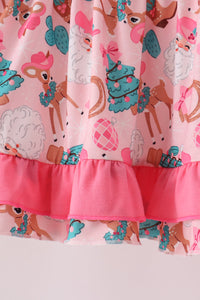 Cowboy Santa Embroidery Ruffle Pants Set