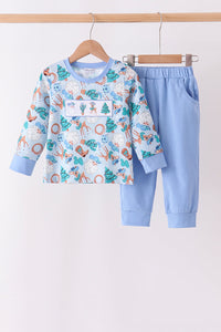 Cowboy Santa Embroidery Pants Set