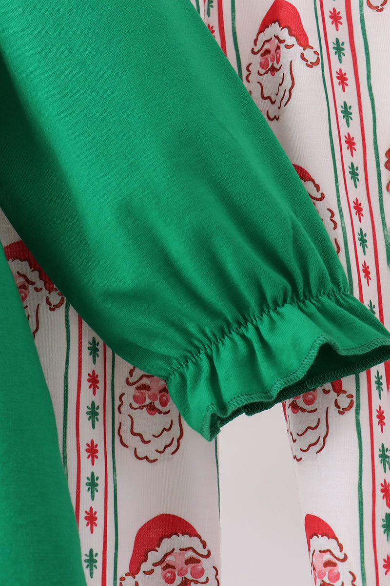 Santa Embroidery Ruffle Pants Set
