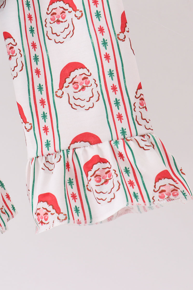 Santa Embroidery Ruffle Pants Set