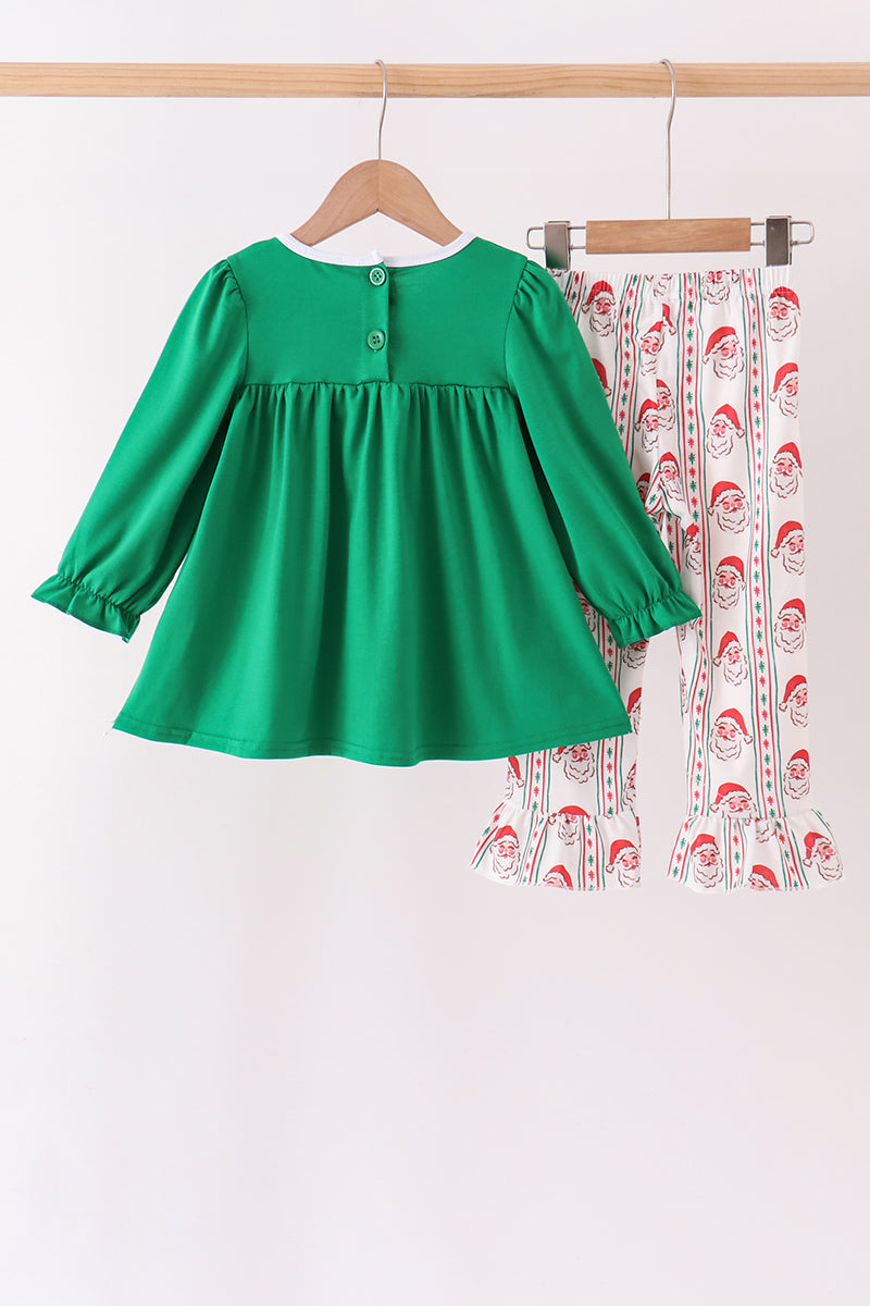Santa Embroidery Ruffle Pants Set