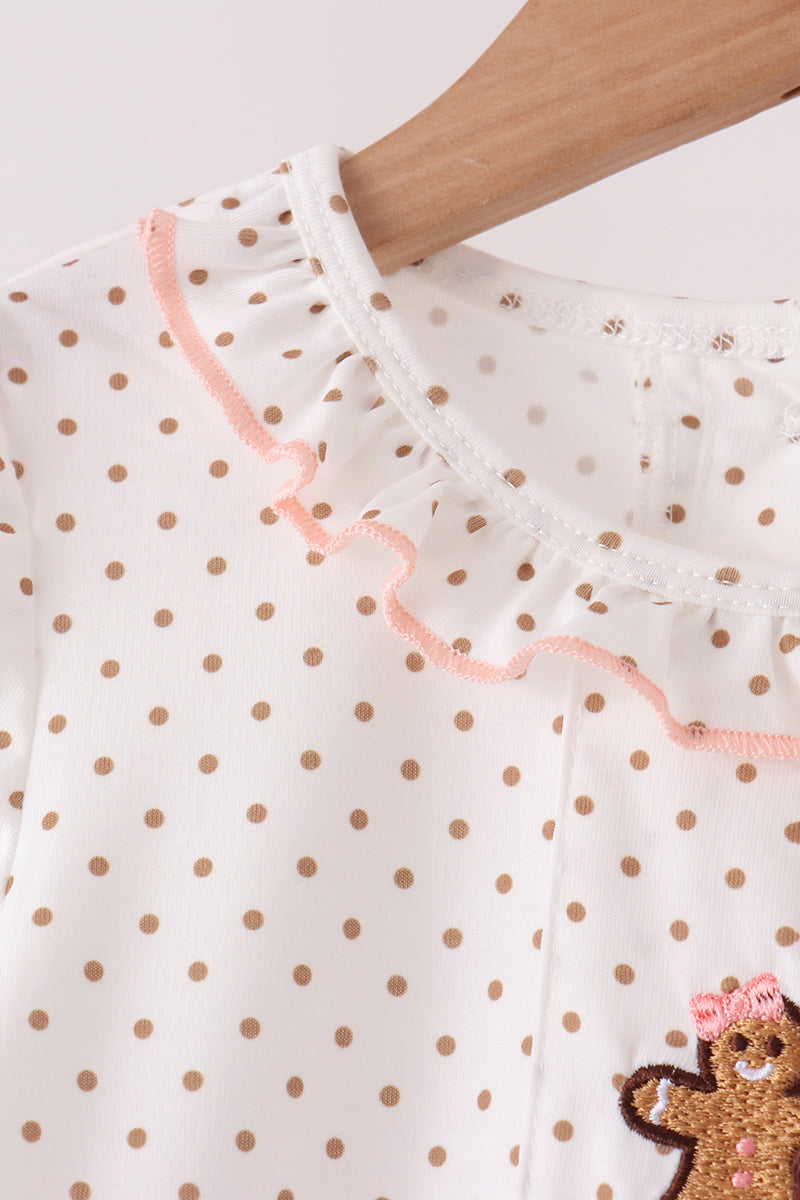 Gingerbread Embroidery Ruffle Pants Set