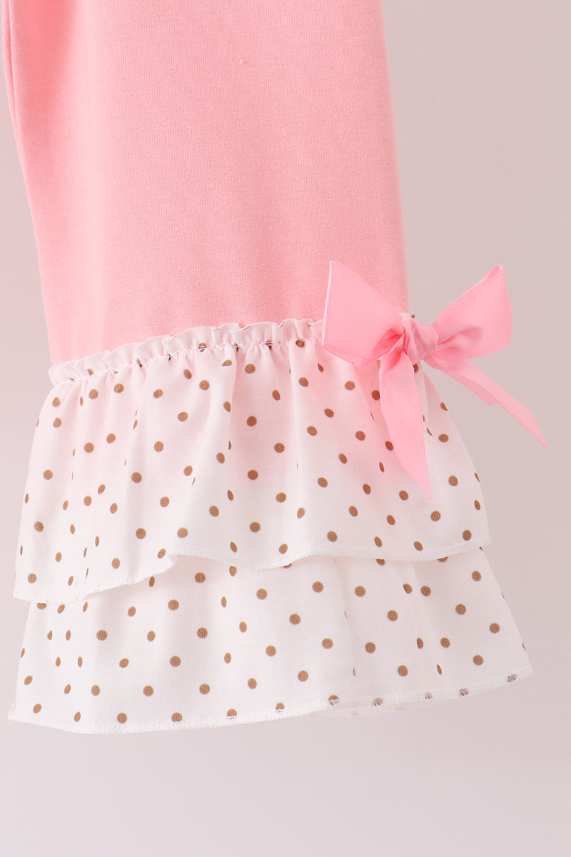 Gingerbread Embroidery Ruffle Pants Set