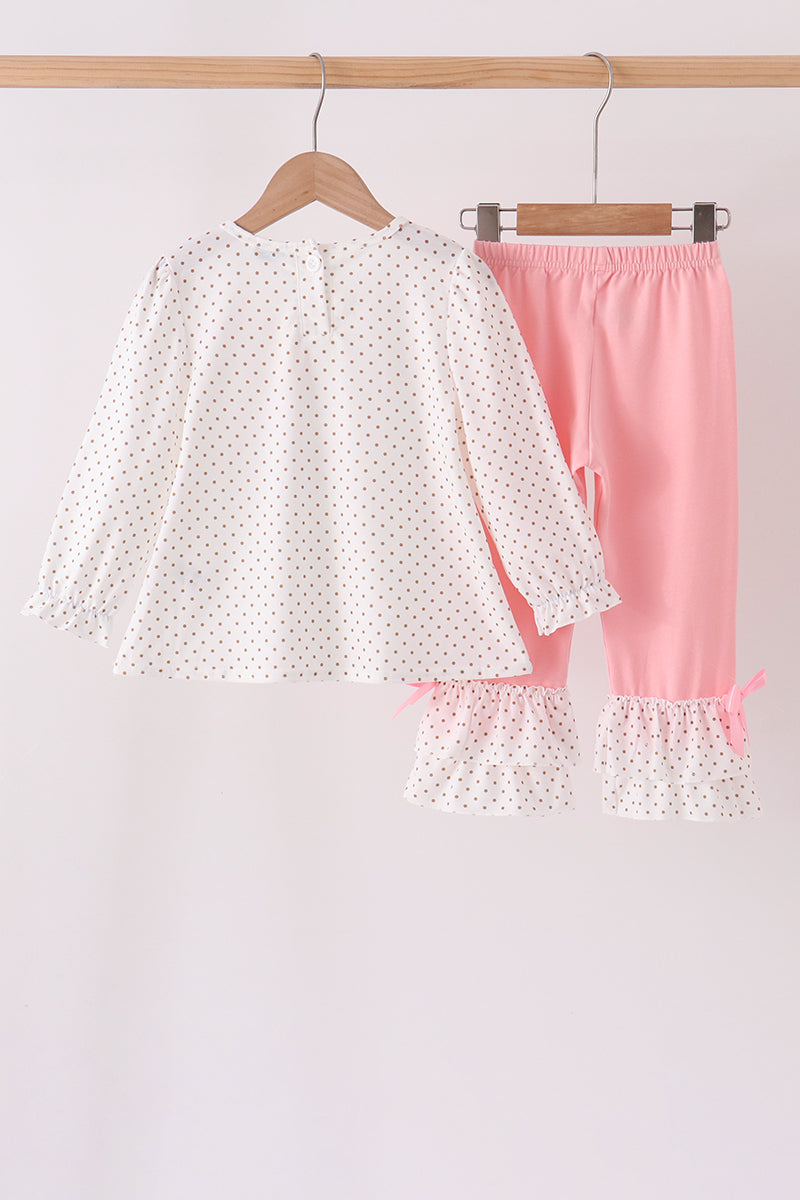 Gingerbread Embroidery Ruffle Pants Set