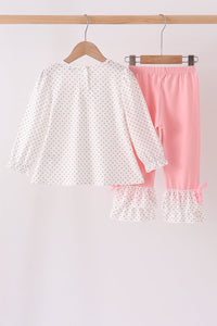 Gingerbread Embroidery Ruffle Pants Set