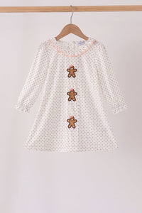 Gingerbread Embroidery Ruffle Dress